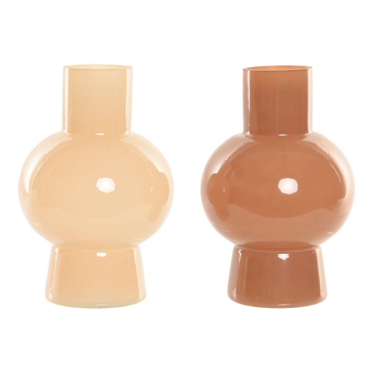 Jarrón Home ESPRIT Crema Terracota Cristal 15 x 15 x 24 cm (2 Unidades)