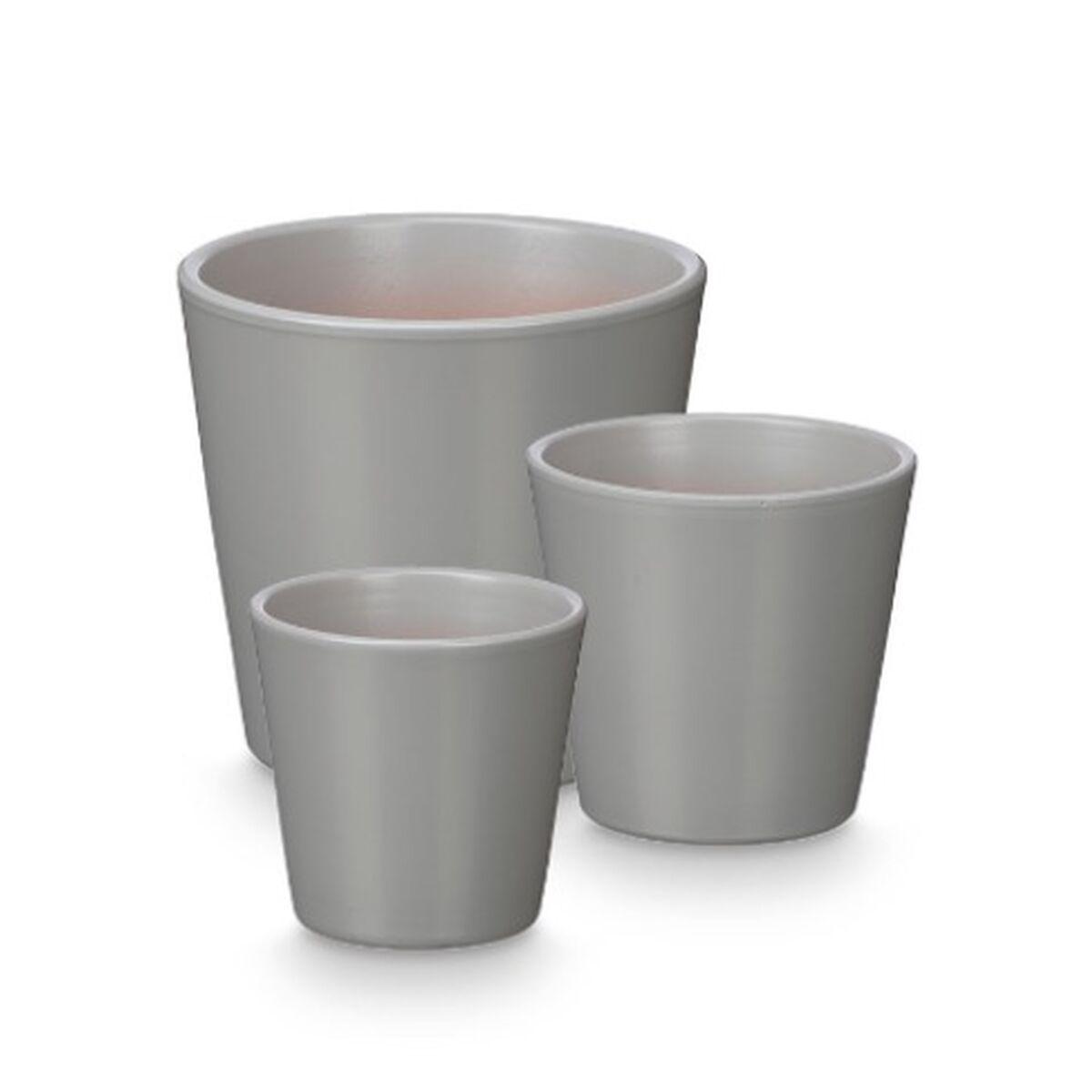 Set de Macetas Ibergarden Gris Arcilla Ø 14 cm Ø 22 cm Ø 17 cm 3 Piezas