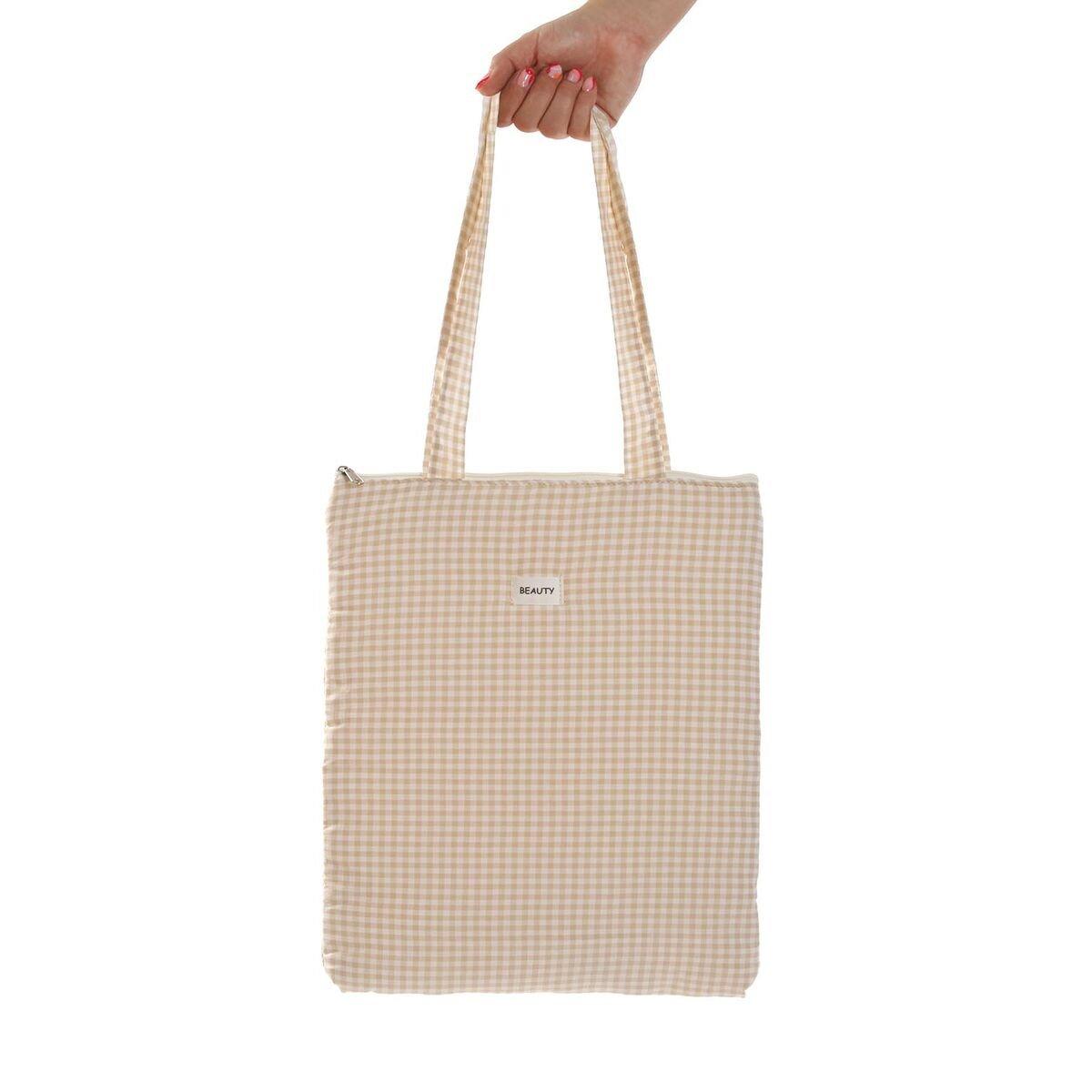 Bolso Mujer Versa Vichy Beige 40 x 33 cm