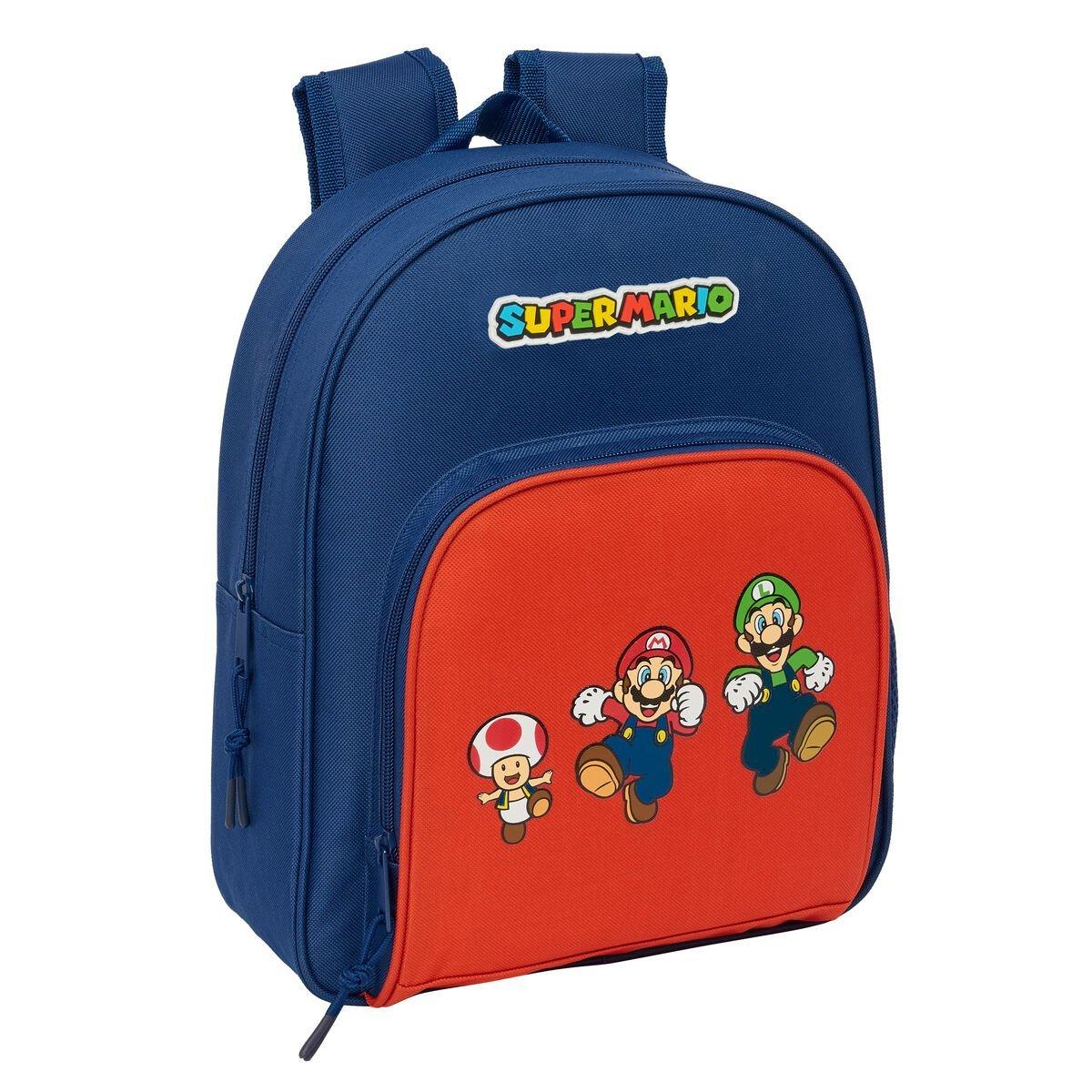 Mochila Escolar Super Mario Mamma mia Rojo Azul marino 28 x 34 x 10 cm