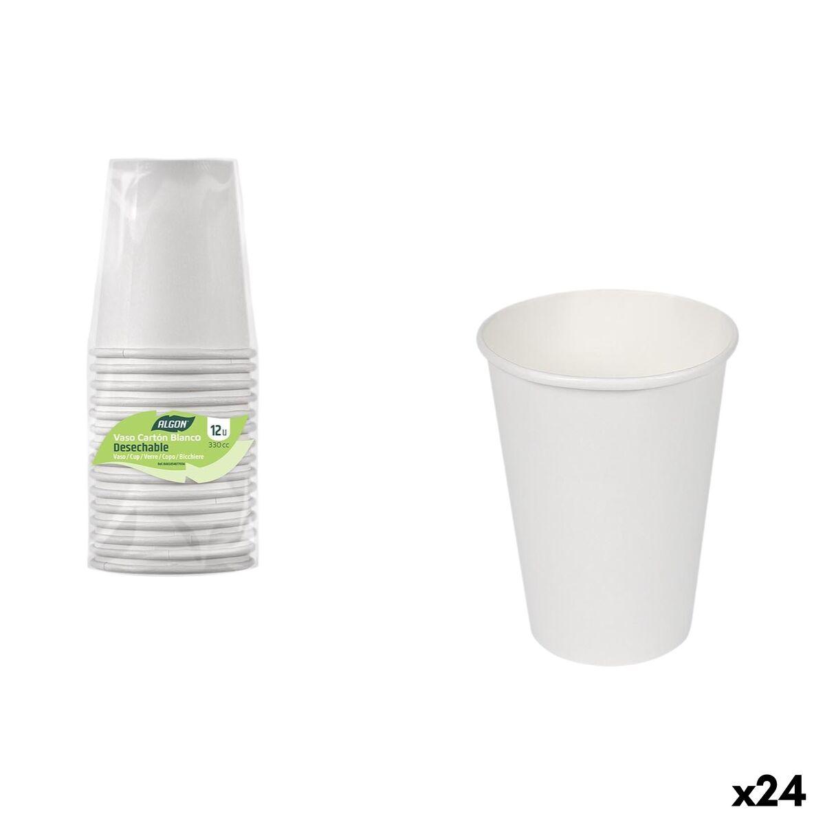 Set de Vasos Algon Blanco Cartón 330 ml 12 Piezas (24 Unidades)