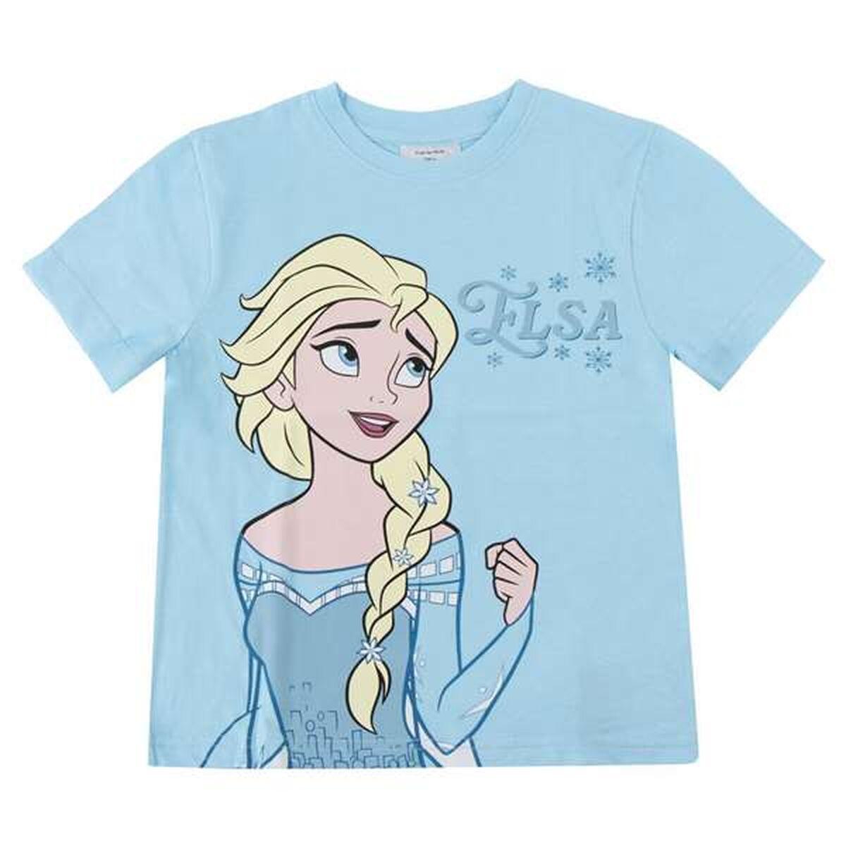 Camiseta de Manga Corta Infantil Frozen Azul claro