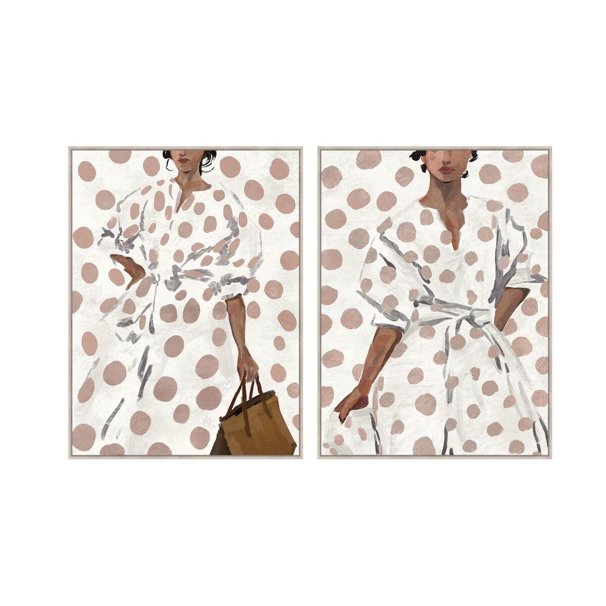 Lienzo Home ESPRIT Blanco Marrón Mujer Urbano 90 X 4 X 119,5 CM (2 Unidades)