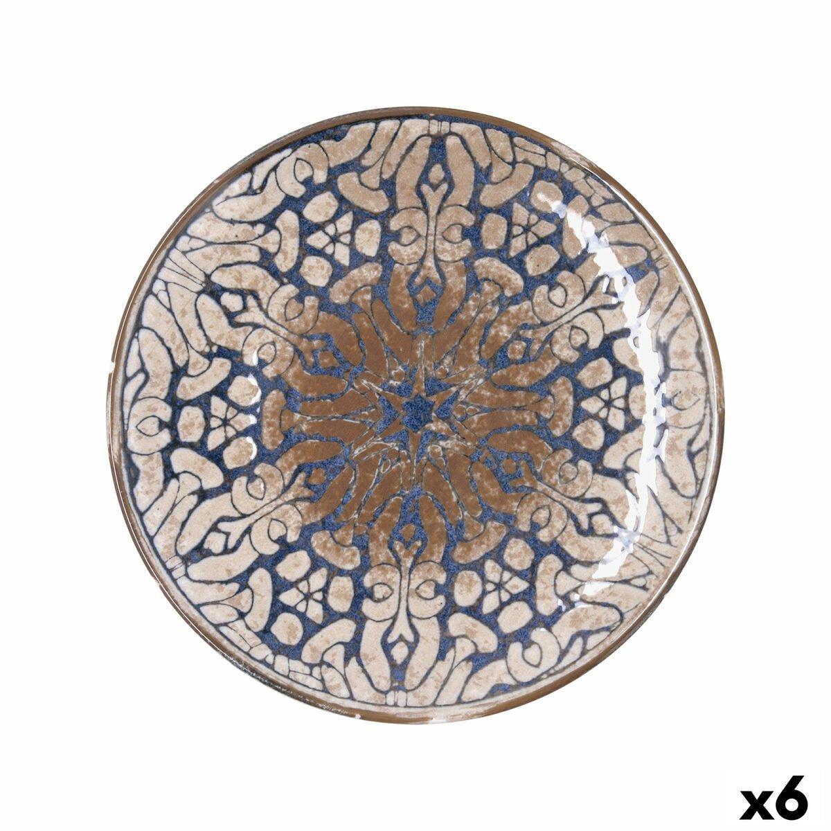 Plato Llano Bidasoa Deneb Hydrozero Marrón Cerámica Ø 27 cm (6 Unidades)