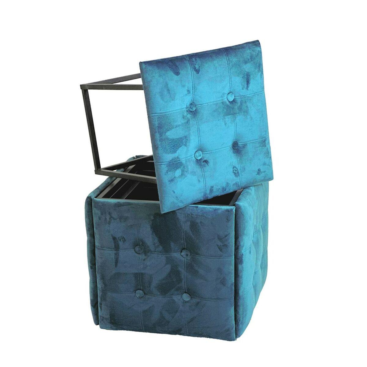 Juego de taburetes GO GIFT Transformer Azul Terciopelo Acero 50 x 50 x 50 cm Puff 5 en 1 5 Unidades