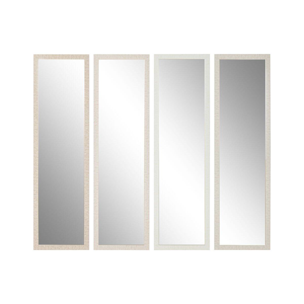 Espejo de pared Home ESPRIT Blanco Marrón Beige Gris Moderno (4 Unidades)