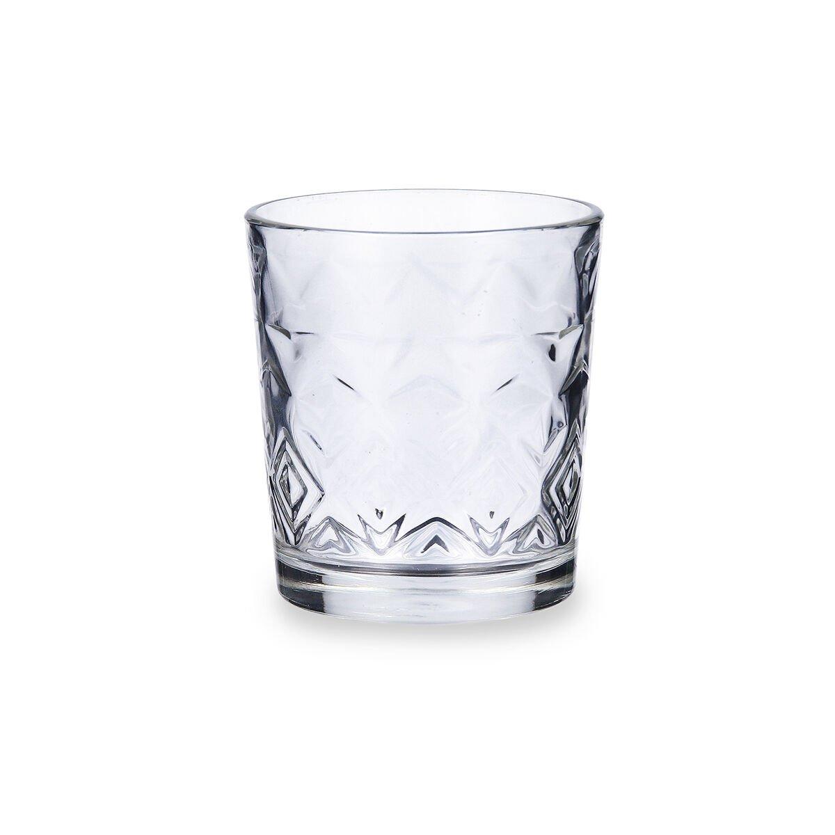 Vaso de agua Quid Rombos Transparente Vidrio 260 ml (6 Unidades)