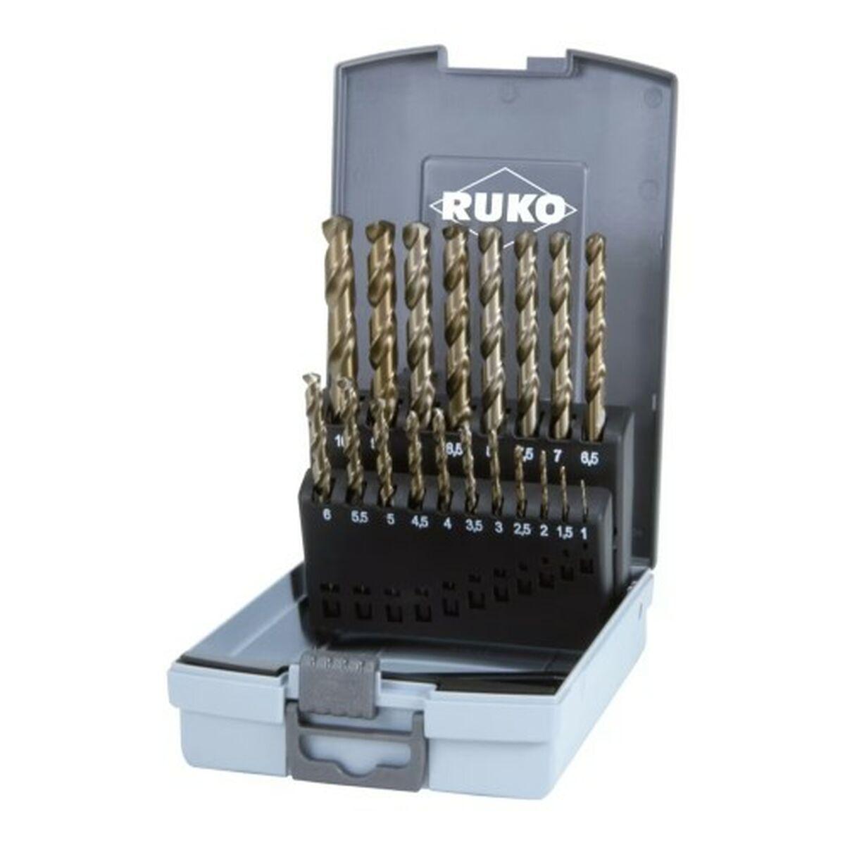 Set de brocas RUKO Acero de alta velocidad (HSS) 9 mm 10 mm 6 mm 3 mm 7 mm 5 mm 4 mm 2 mm 8 mm 1,5 mm 2,5 mm 3,5 mm 4,5 mm 5,5 m