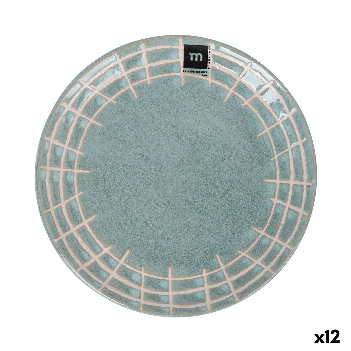 Plato Llano La Mediterránea Cuadric Cerámica Ø 21 cm (12 Unidades)