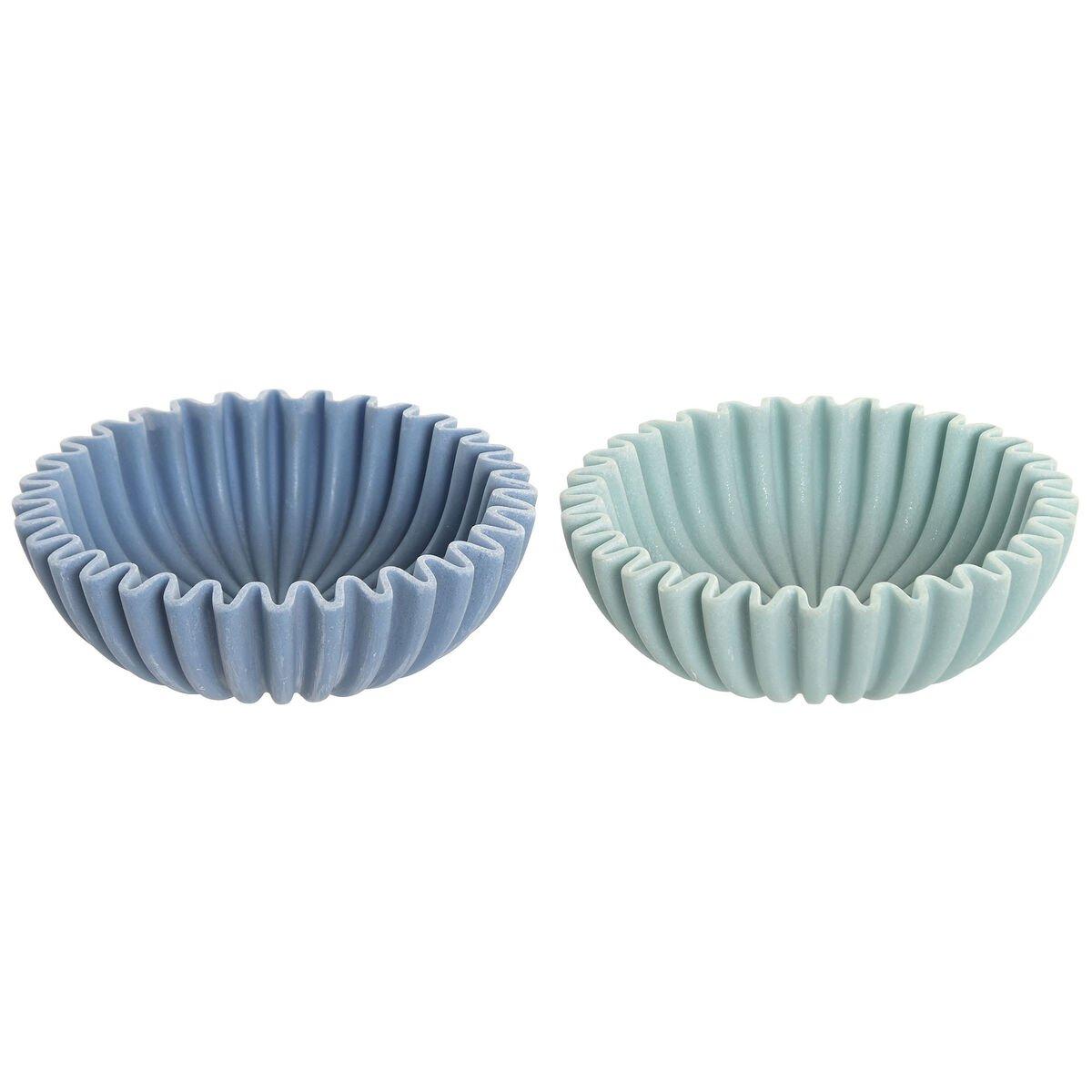 Centro de Mesa Home ESPRIT Turquesa Azul marino Resina 20 X 20 X 6,5 cm (2 Unidades)