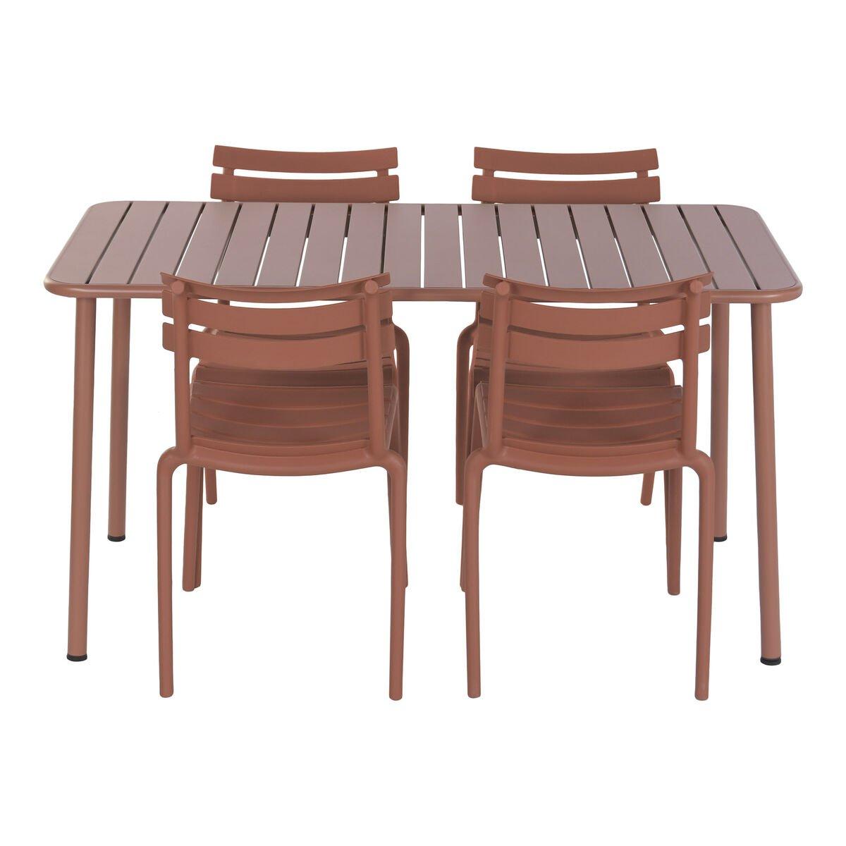 Conjunto de Mesa con 4 Sillas Home ESPRIT Terracota 140 x 70 x 75 cm