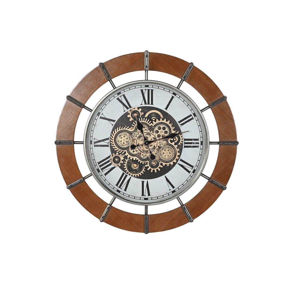 Reloj de Pared Home ESPRIT Blanco Natural Metal Madera de pino Vintage 86 X 9,5 X 86 CM