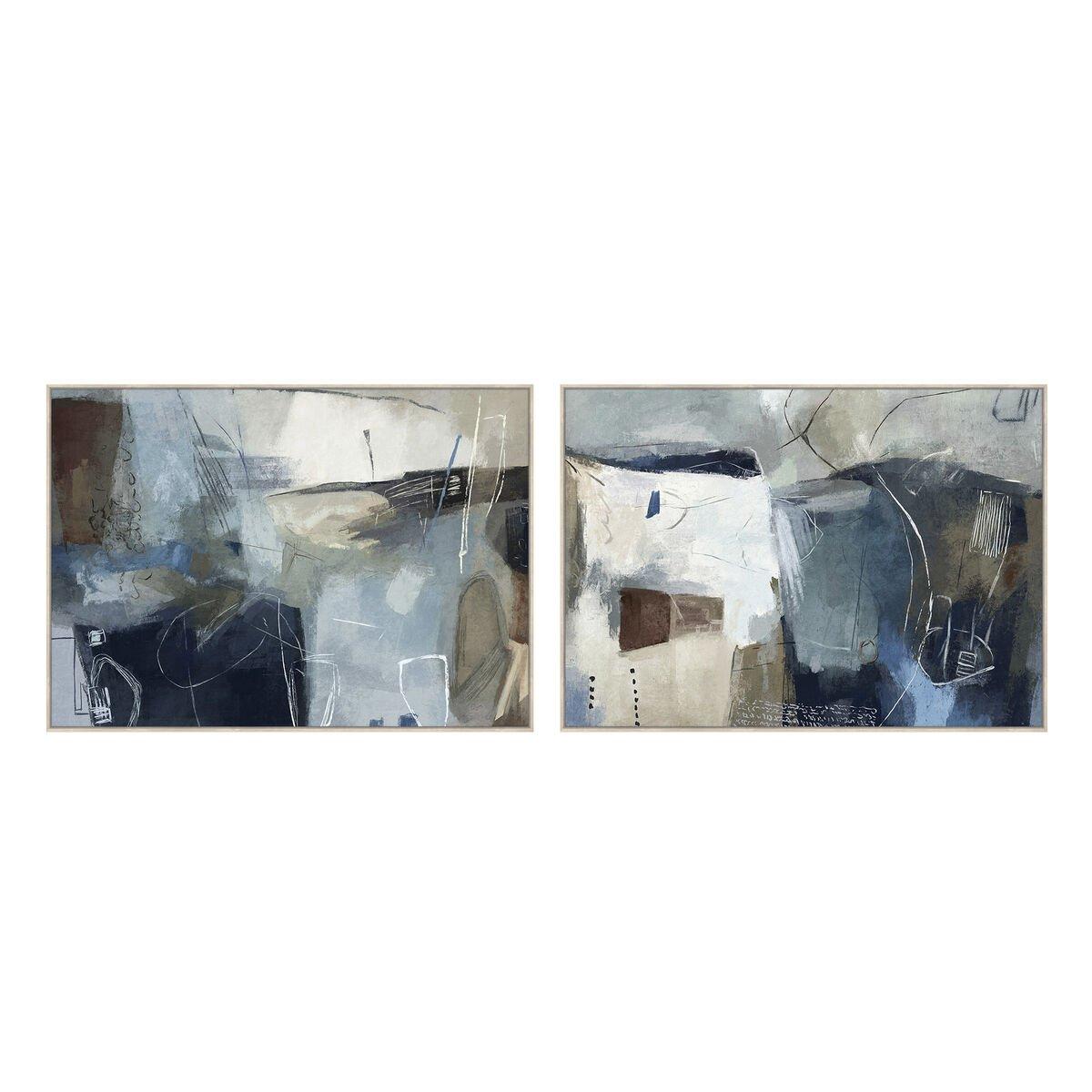 Lienzo Home ESPRIT Azul marino Abstracto Moderno Con relieve 140 x 4 x 100 cm (2 Unidades)