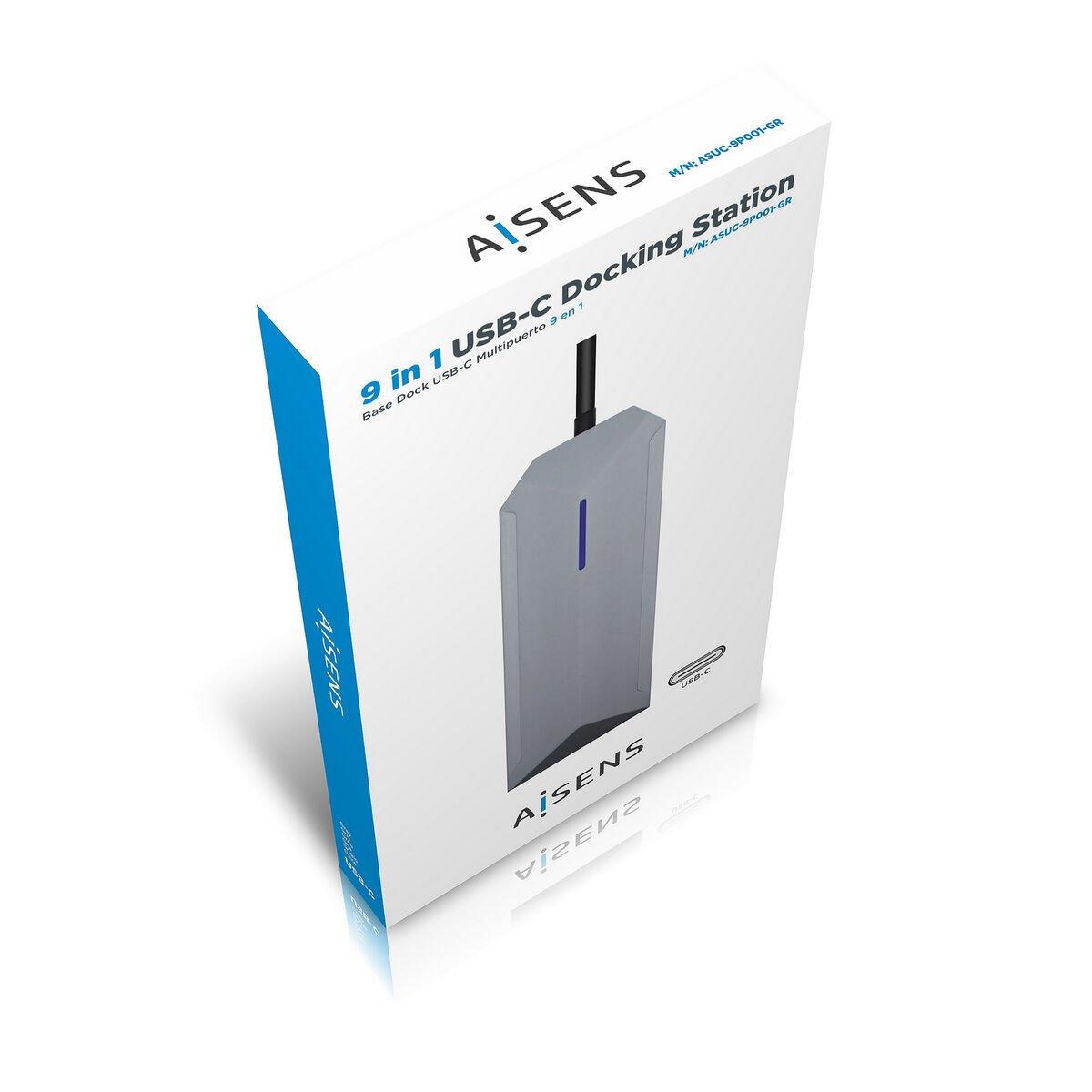 Hub USB-C Aisens ASUC-9P001-GR Gris 100 W