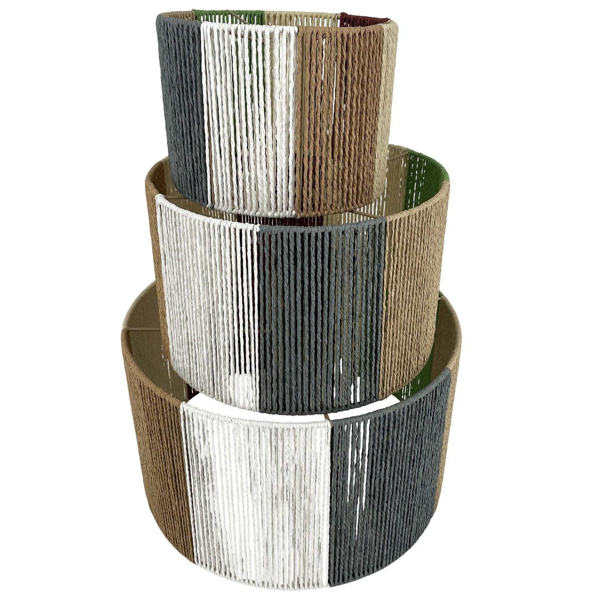 Pantalla de Lámpara Home ESPRIT Multicolor Metal Fibra Natural Urbano 52 x 52 x 31 cm (3 Piezas)