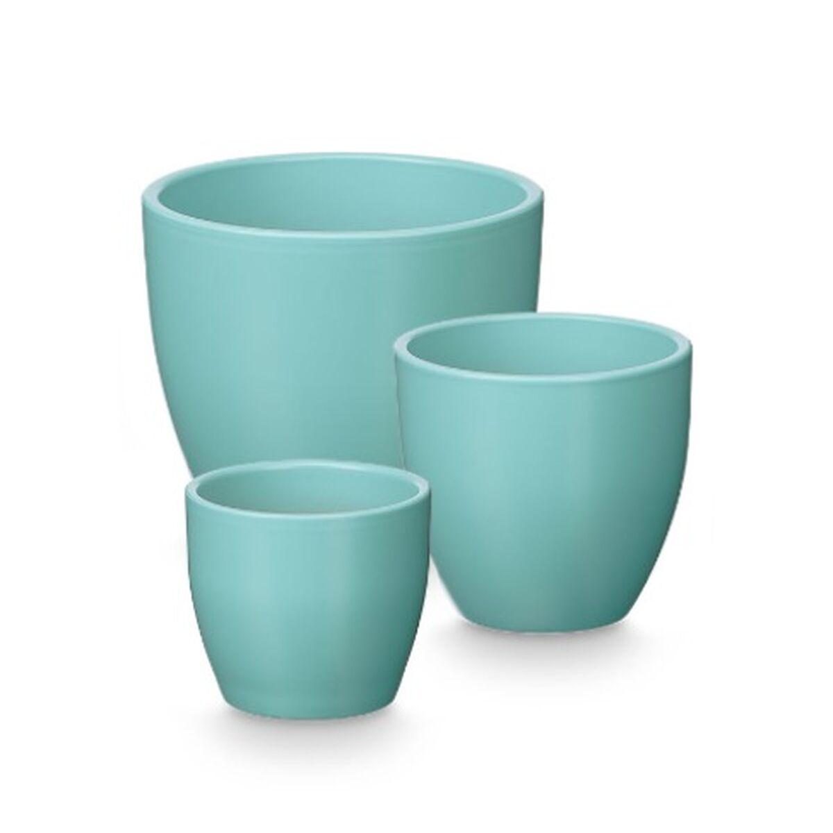 Set de Macetas Ibergarden Turquesa Arcilla Ø 14 cm Ø 22 cm Ø 17 cm 3 Piezas