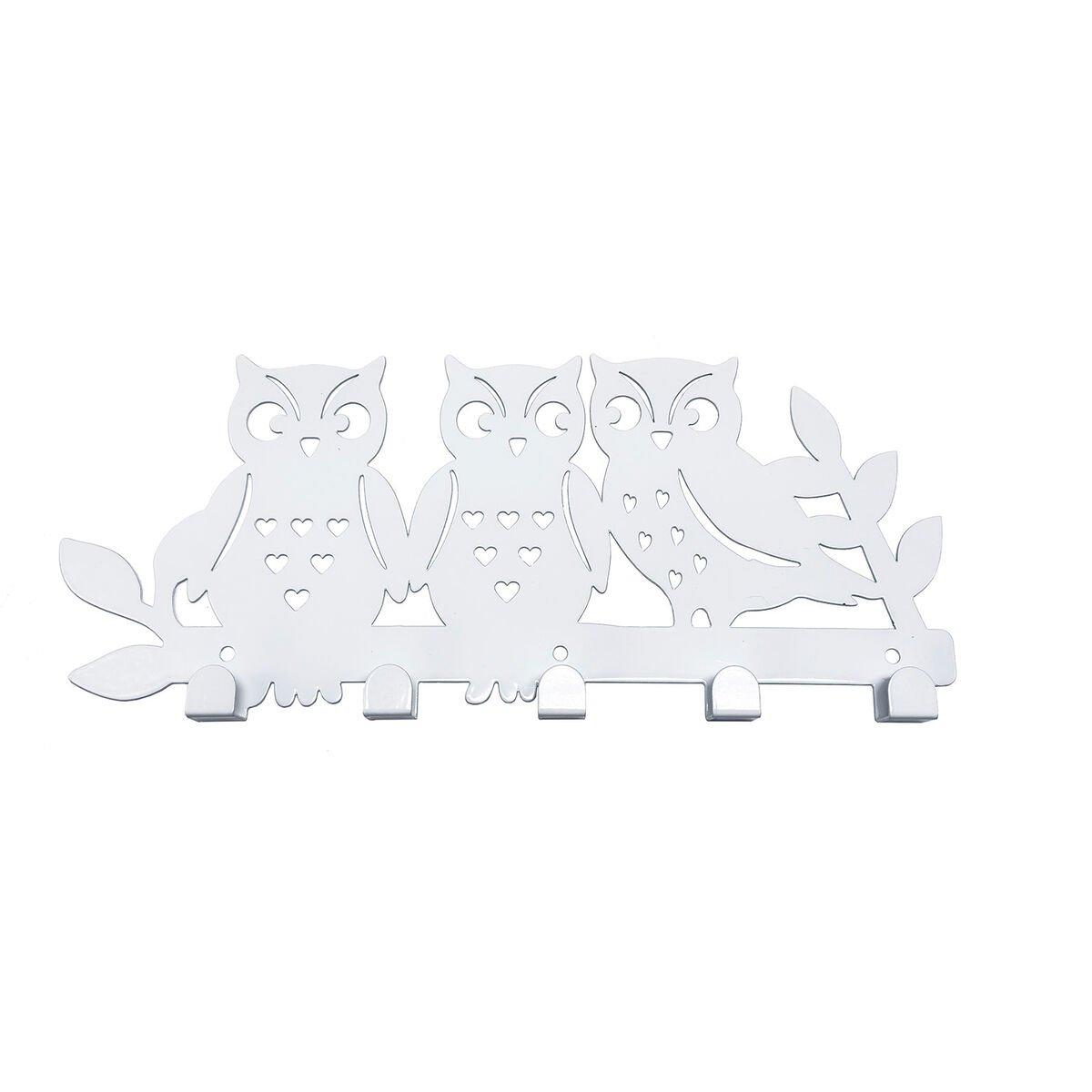 Perchero de Pared Versa Blanco Metal Hierro Familia Búhos 2 X 17 X 39 CM