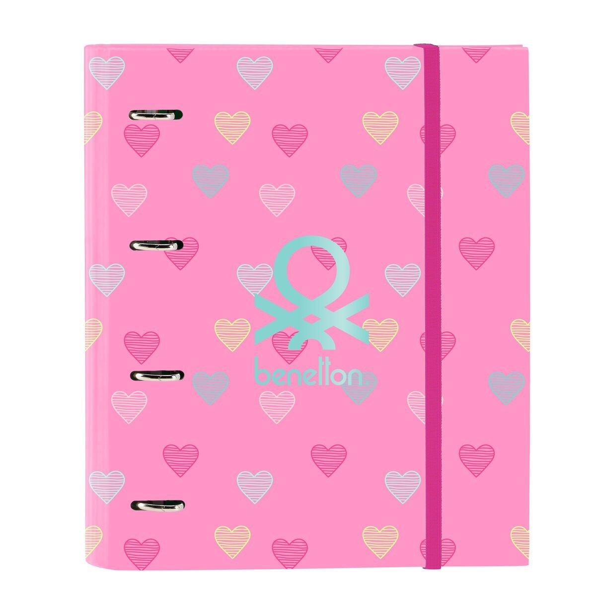Carpeta de anillas Benetton Heart Rosa 27 x 32 x 3.5 cm