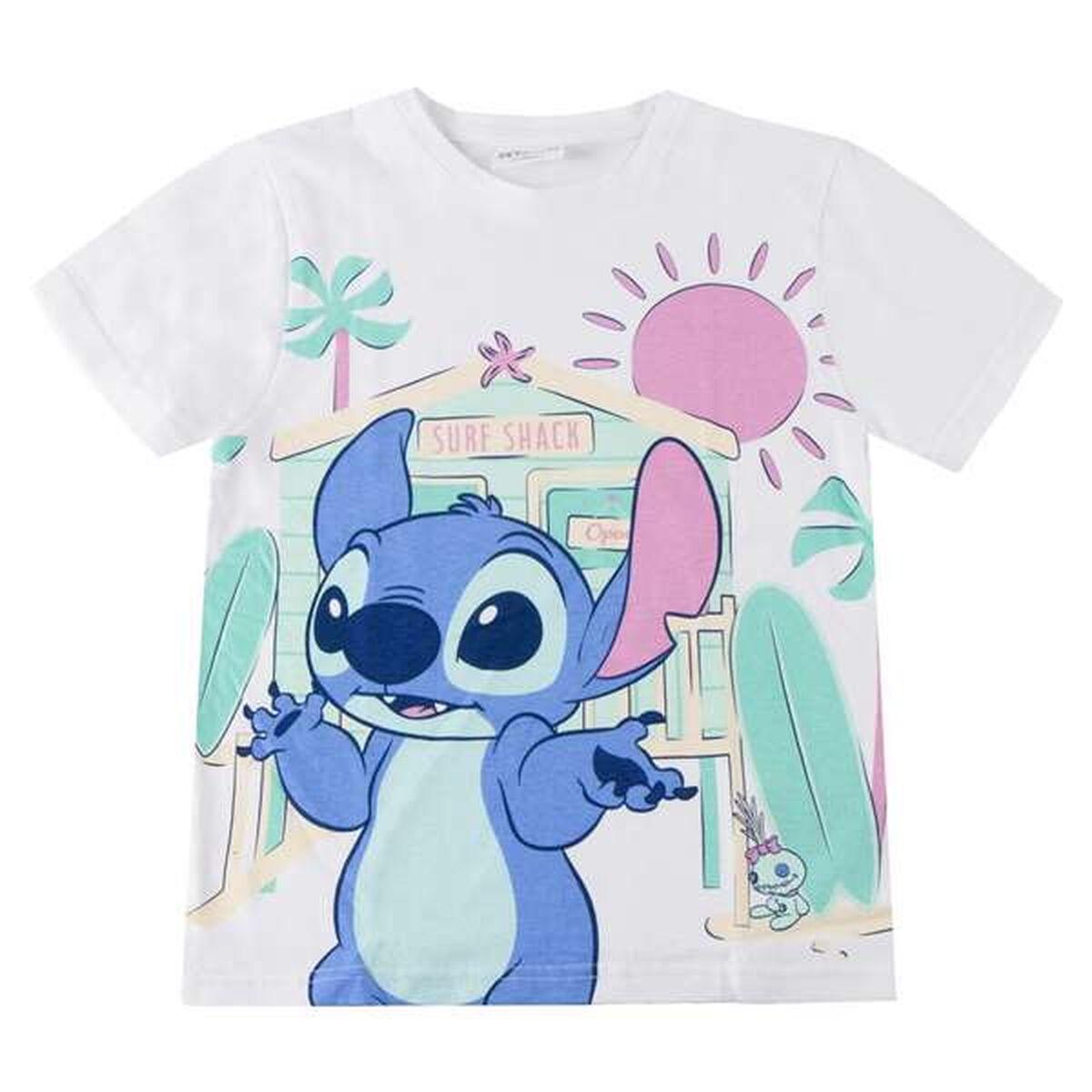 Camiseta de Manga Corta Infantil Stitch Blanco