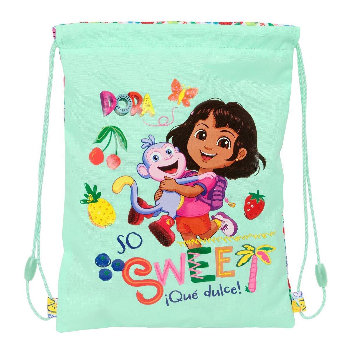 Bolsa Mochila con Cuerdas Dora Turquesa 26 x 34 x 1 cm