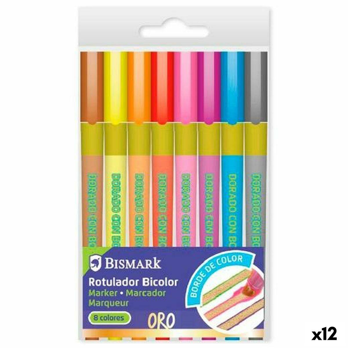 Set de Rotuladores Bismark Lettering Bicolor Multicolor Dorado 8 Piezas (12 Unidades)