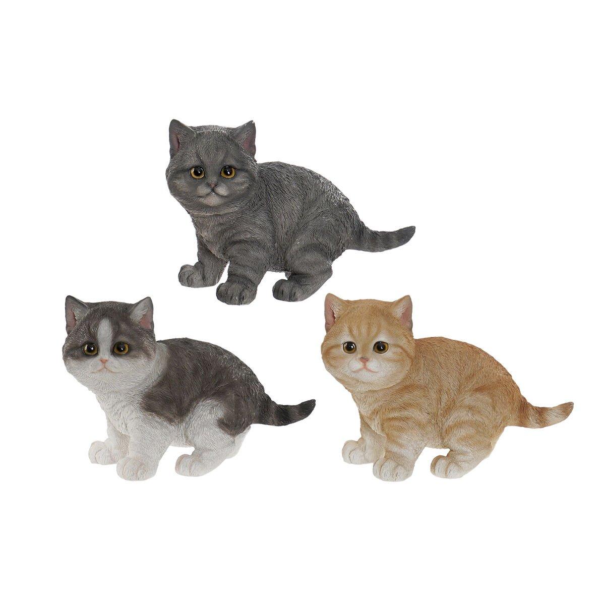 Figura Decorativa Home ESPRIT Blanco Gris Naranja Gatito 20,5 x 10 x 15 cm (3 Unidades)