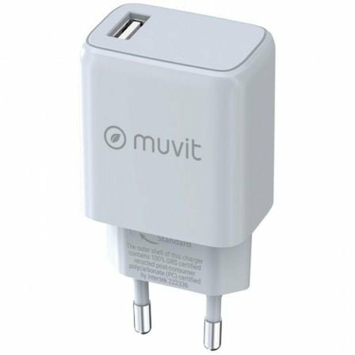 muvit for change cargador de pared USB 3A 15W blanco