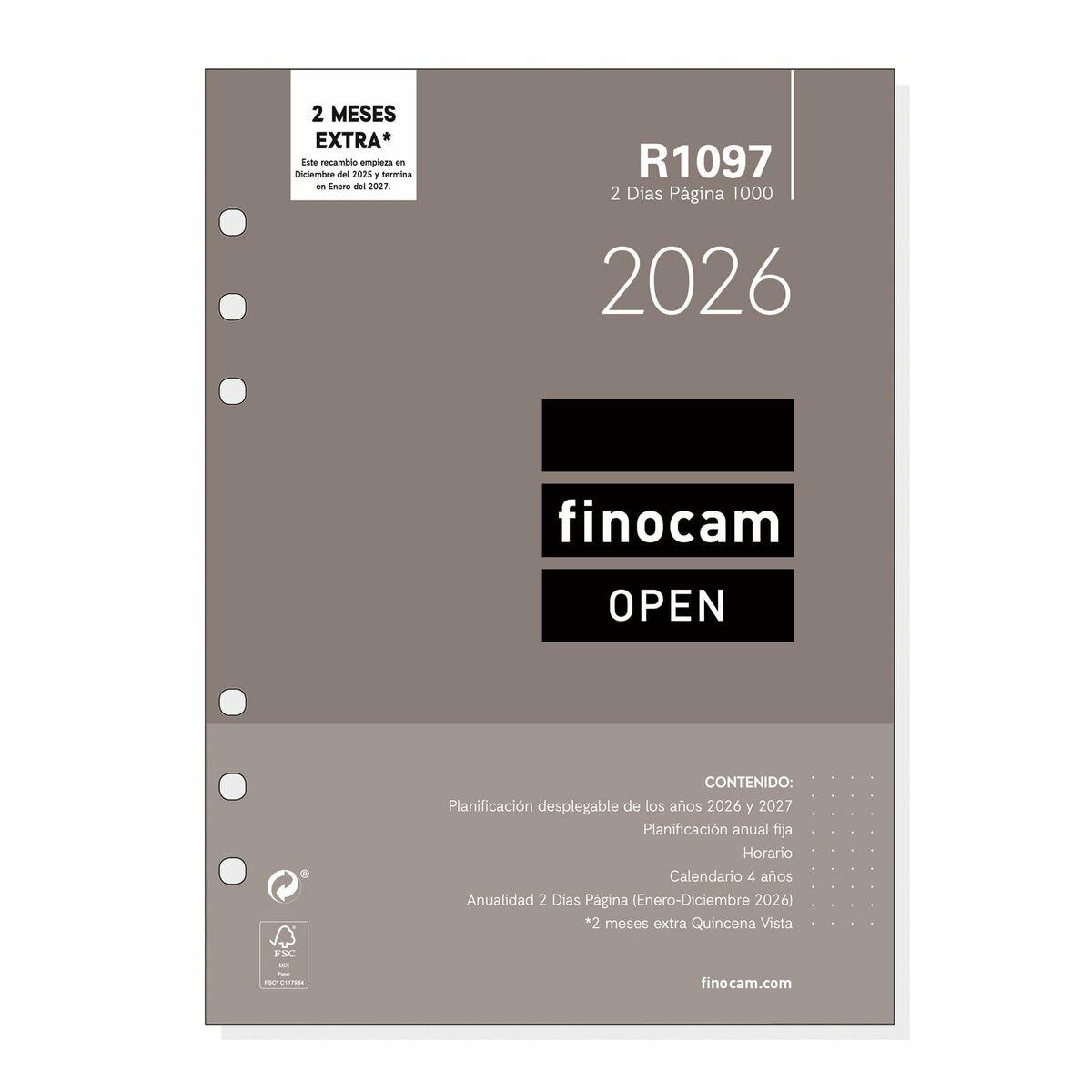 Recambio para Agenda Finocam OPEN R1097 2026 15,5 x 21,5 cm