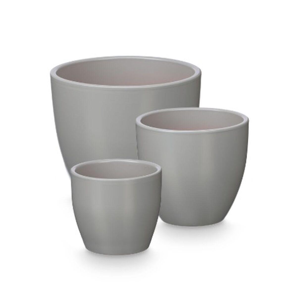Set de Macetas Ibergarden Gris Arcilla Ø 14 cm Ø 22 cm Ø 17 cm 3 Piezas