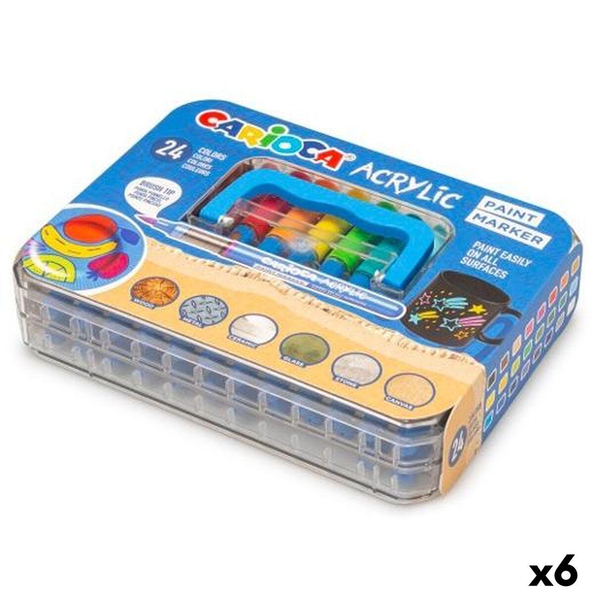 Set de Rotuladores Carioca Acrylic PAINT MARKER Multicolor 24 Piezas (6 Unidades)