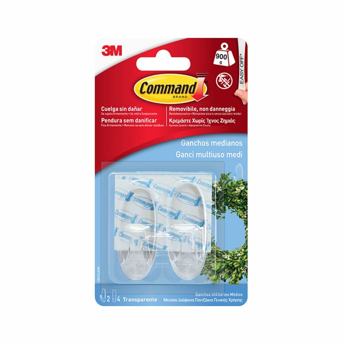 Gancho para colgar 3M 900 g Transparente Plástico (2 Unidades)
