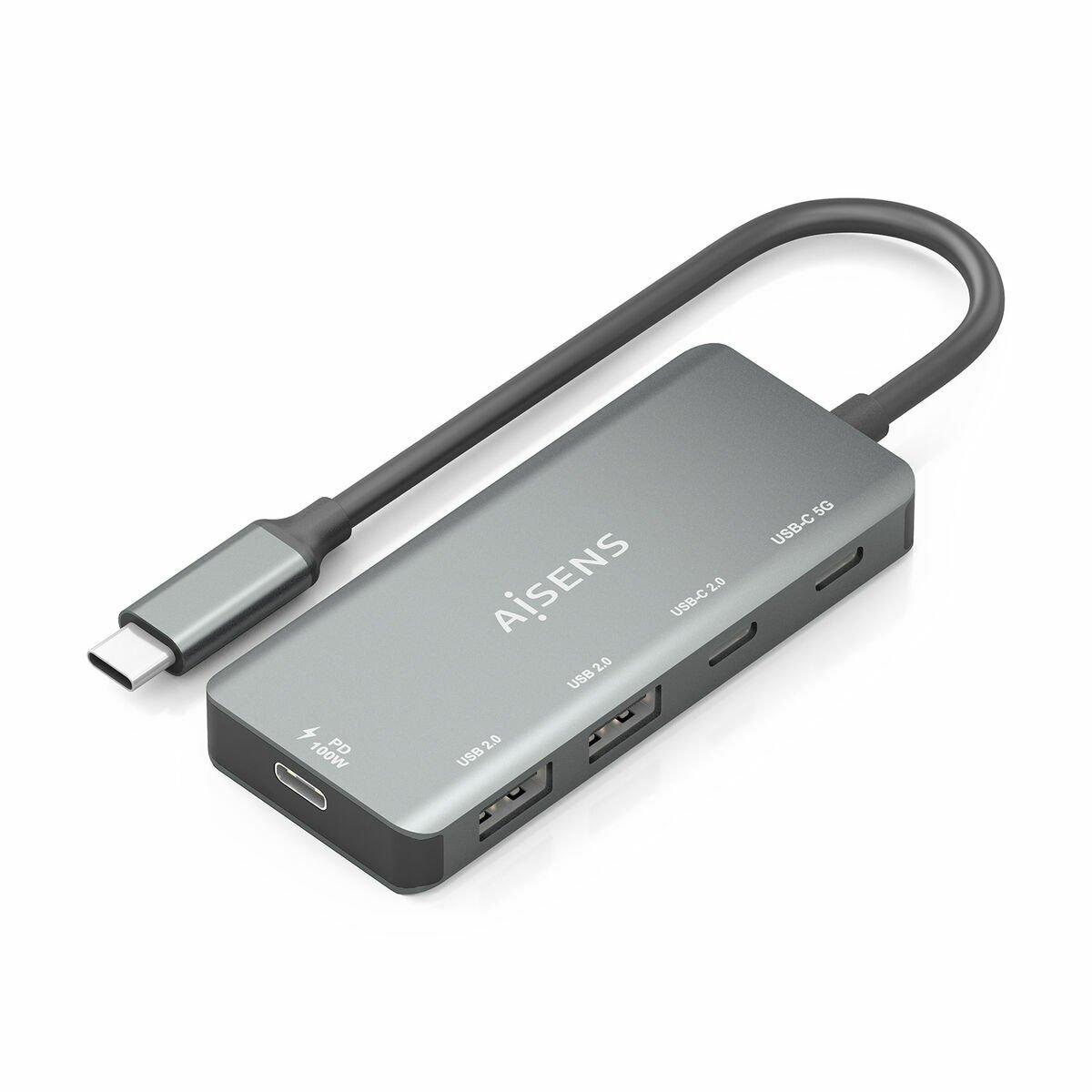 Hub USB Aisens CPNT Gris 100 W 50 W