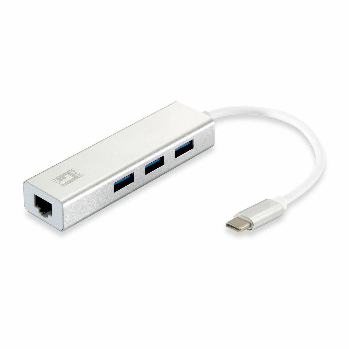 Hub USB Level One USB-0504 Negro Plateado