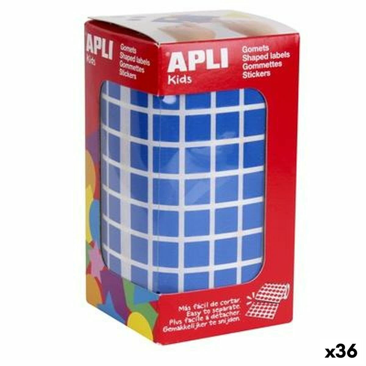 Pegatinas Apli Gomets Azul Cuadrado (36 Unidades)