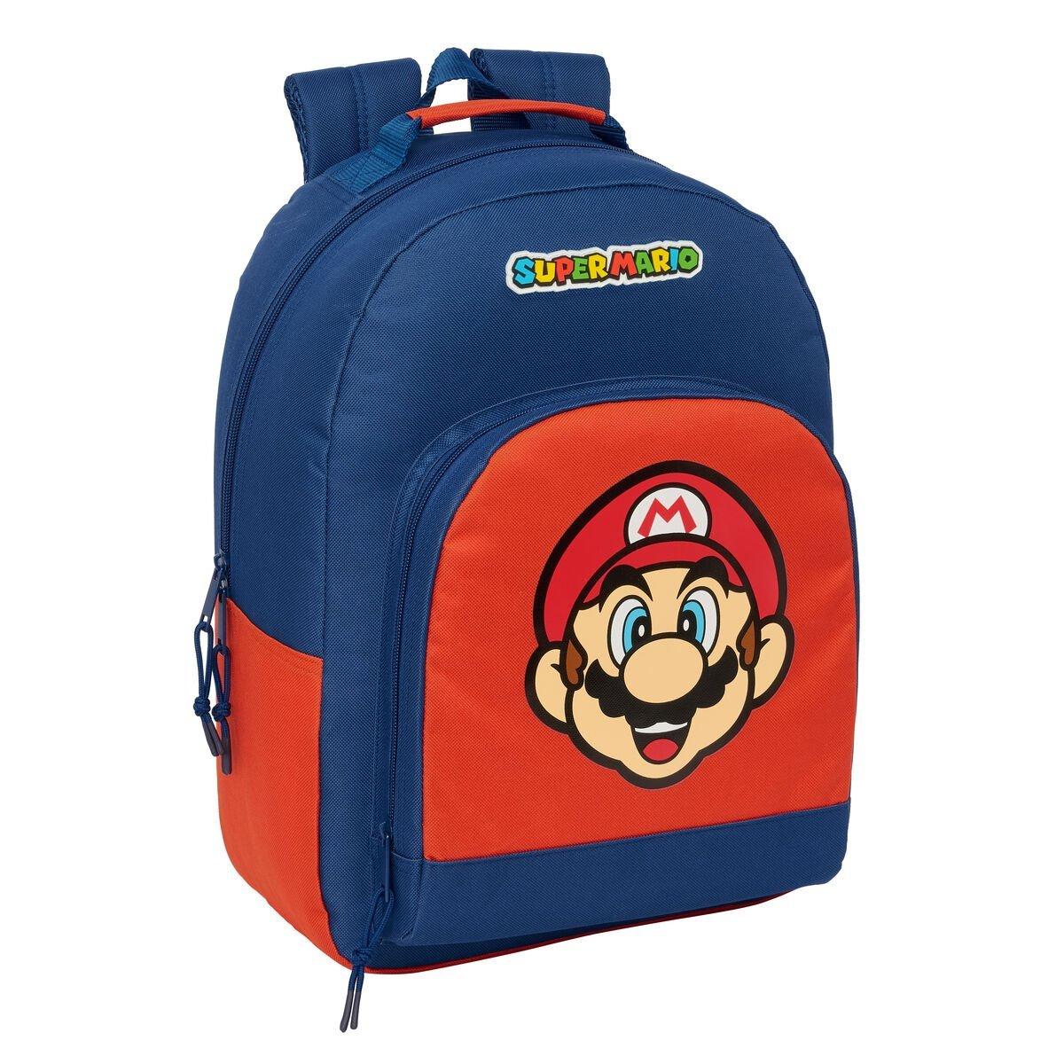 Mochila Escolar Super Mario Mamma mia Rojo Azul marino 32 x 42 x 15 cm