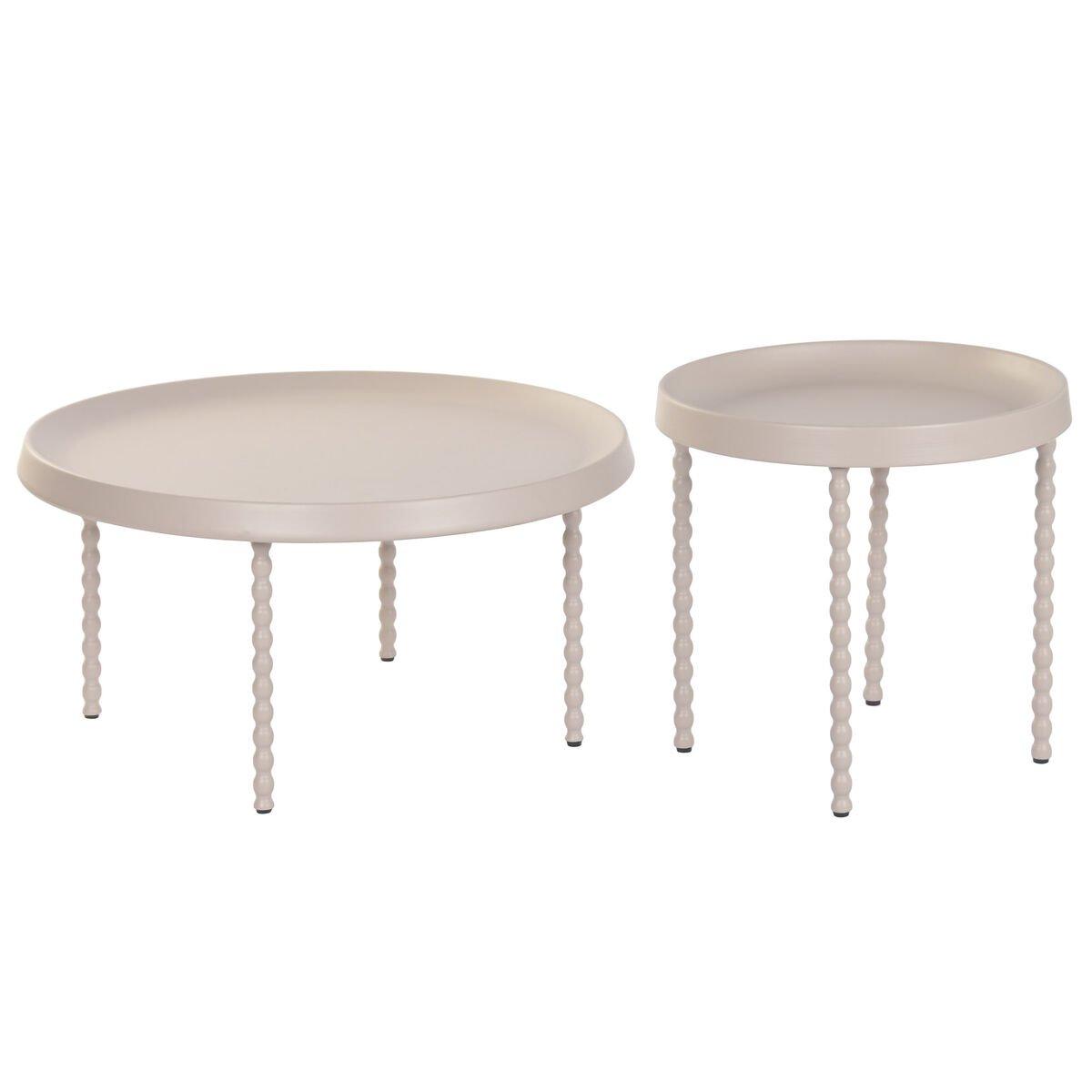 Juego de 2 mesas Home ESPRIT Crema 75 x 75 x 40 cm