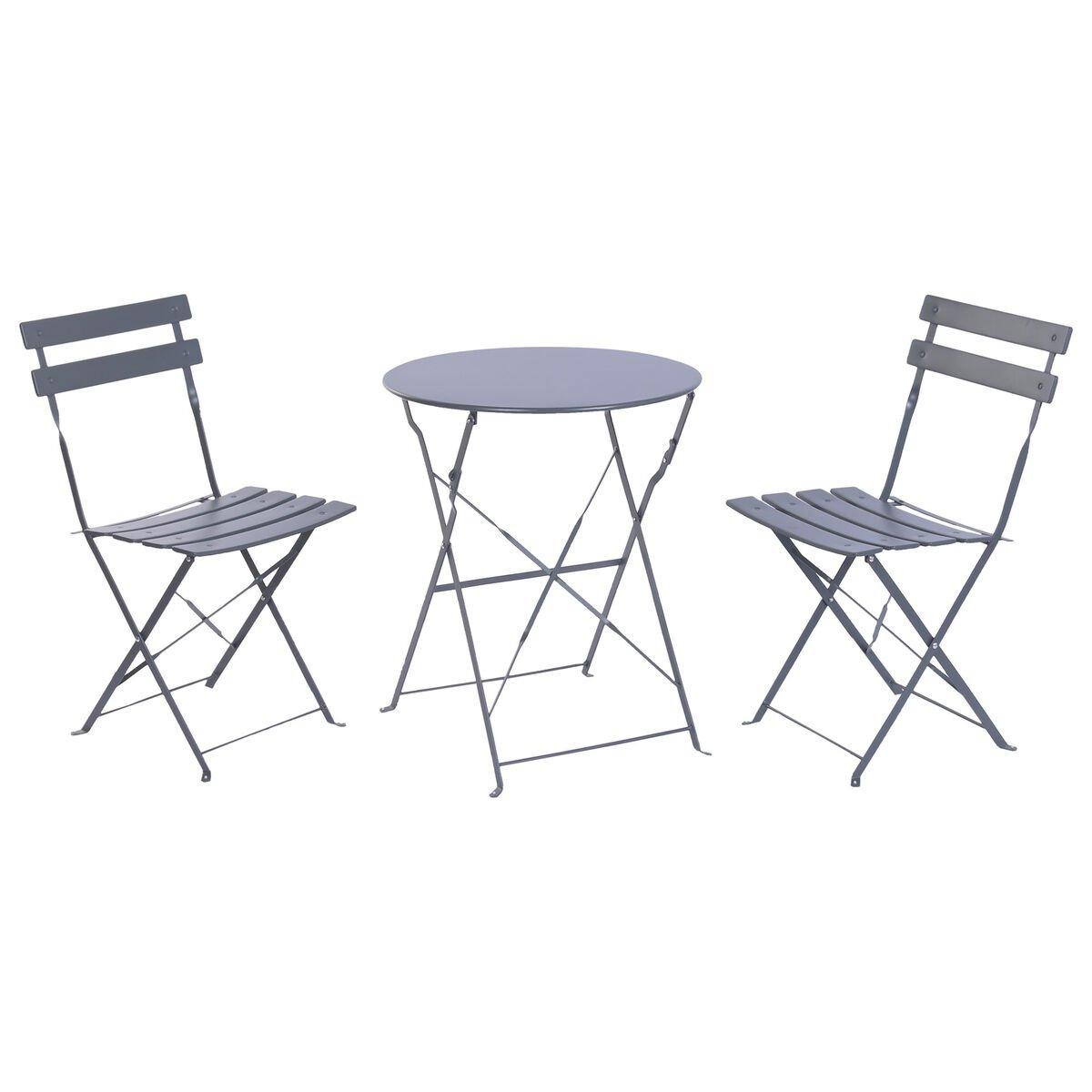 Conjunto de Mesa con 2 Sillas Home ESPRIT Gris 60 x 60 x 71 cm