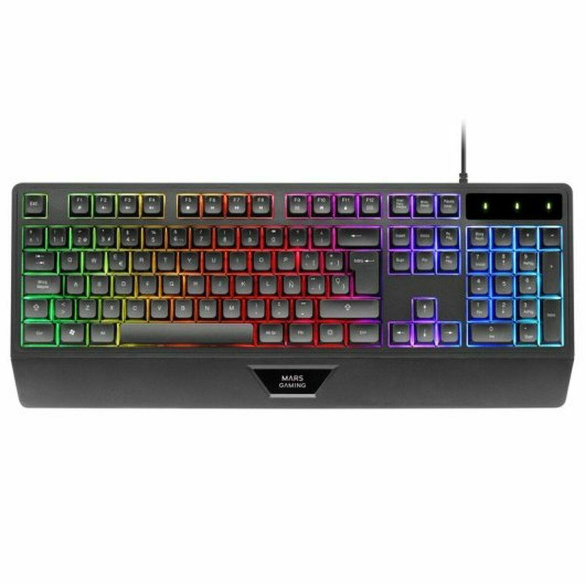 Ratón Gaming Mars Gaming MK124ES Negro Qwerty Español