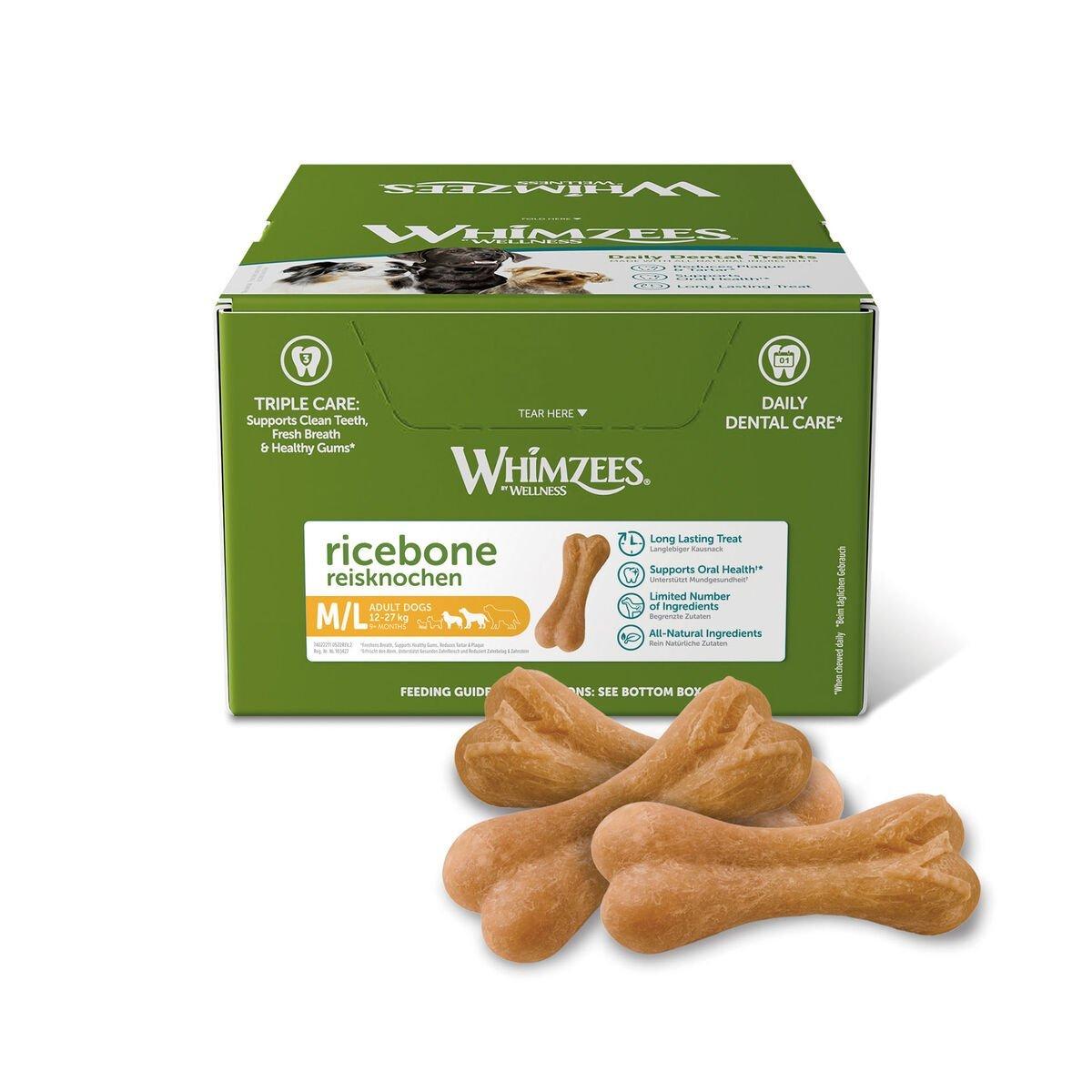 Golosina de Cuidado Dental Whimzees Ricebone (50 Unidades)