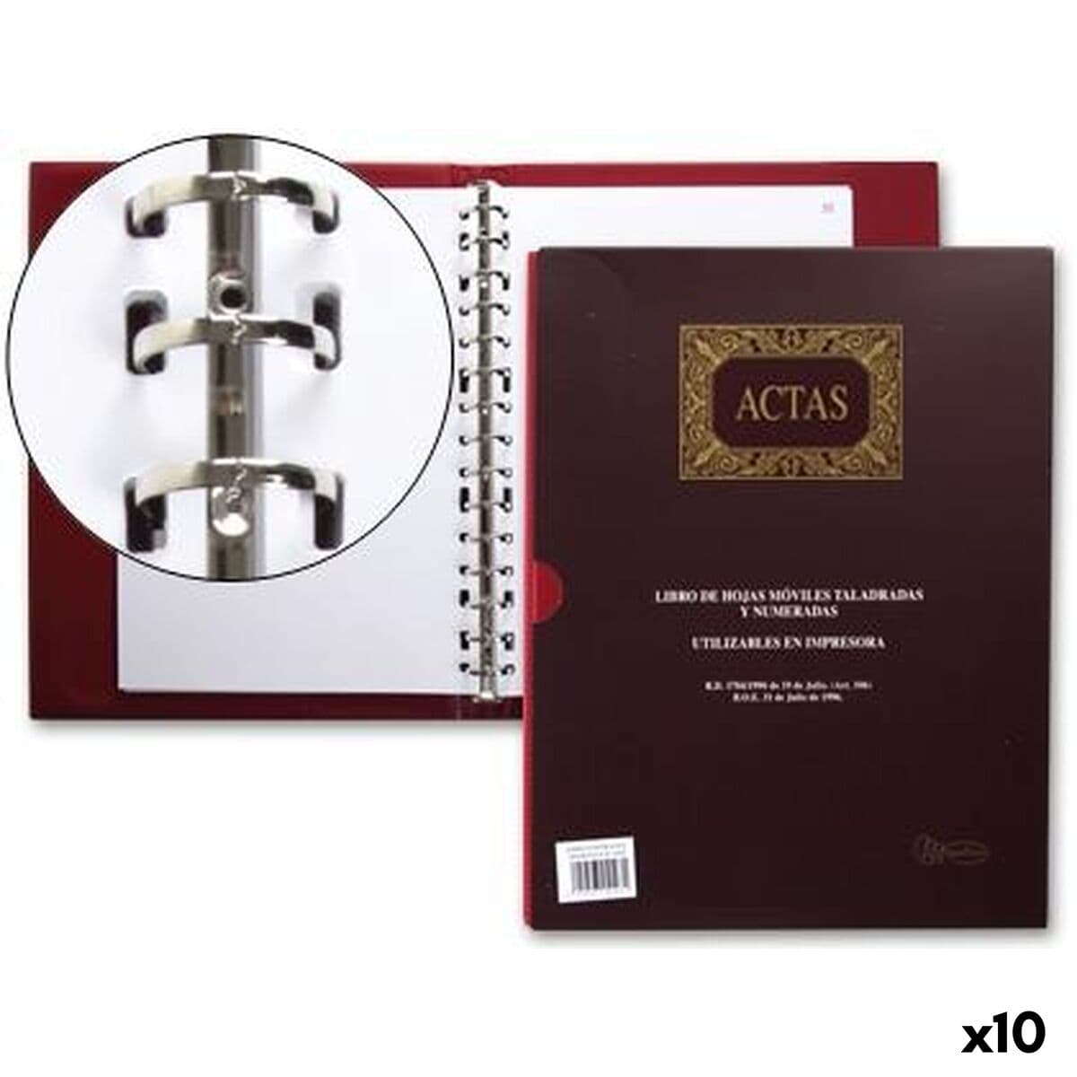 Libro de Actas Miquelrius Rojo A4 100 Hojas (10 Unidades)
