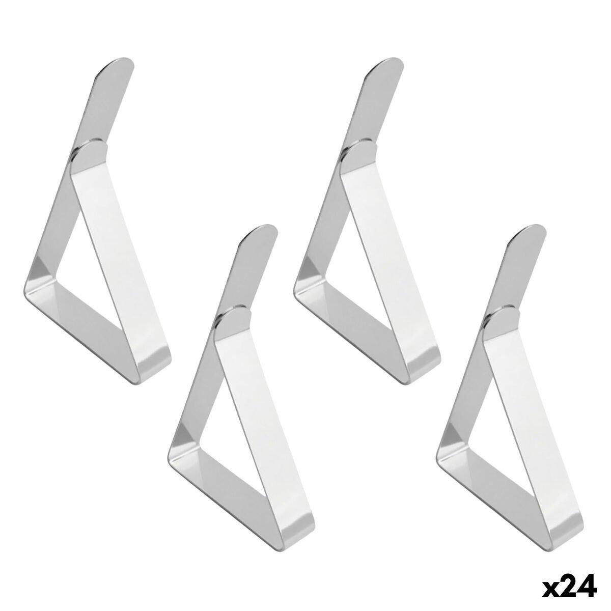 Pinza Sujeta Manteles My Bar Plateado 7,4 x 4,5 x 1,2 cm 4 Piezas (24 Unidades)