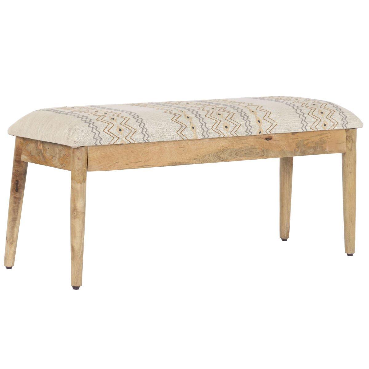 Banqueta Home ESPRIT Beige Multicolor Madera de mango 113 X 35 X 45 CM