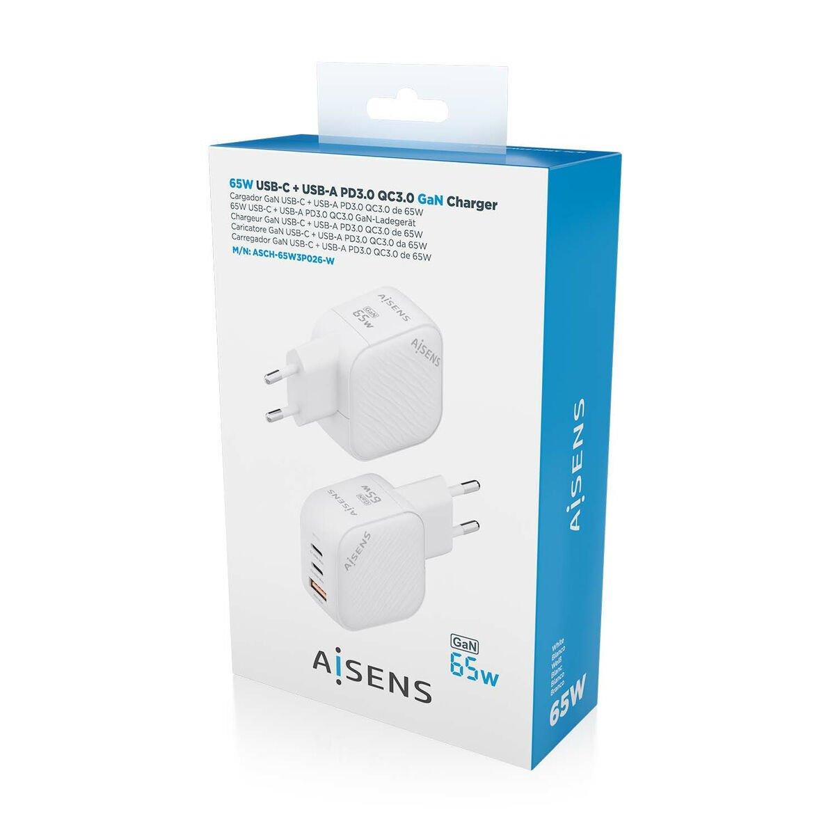 Cargador de Pared Aisens ASCH-65W3P026-W Blanco Multicolor 65 W