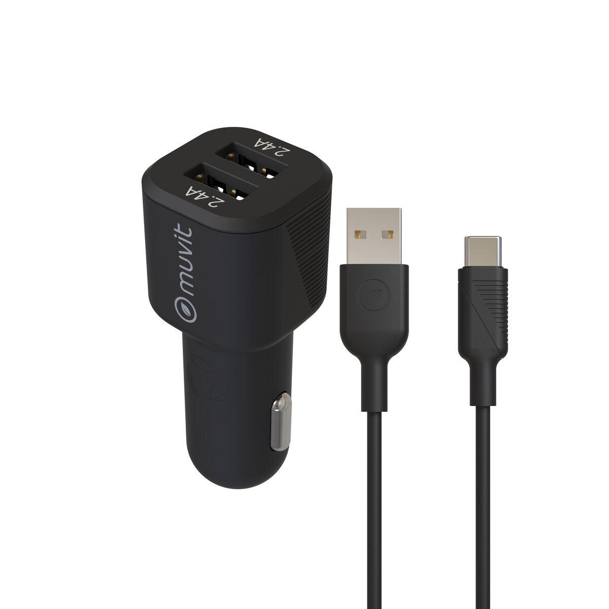 Cargador de Coche Muvit for Change 1,2 m Negro