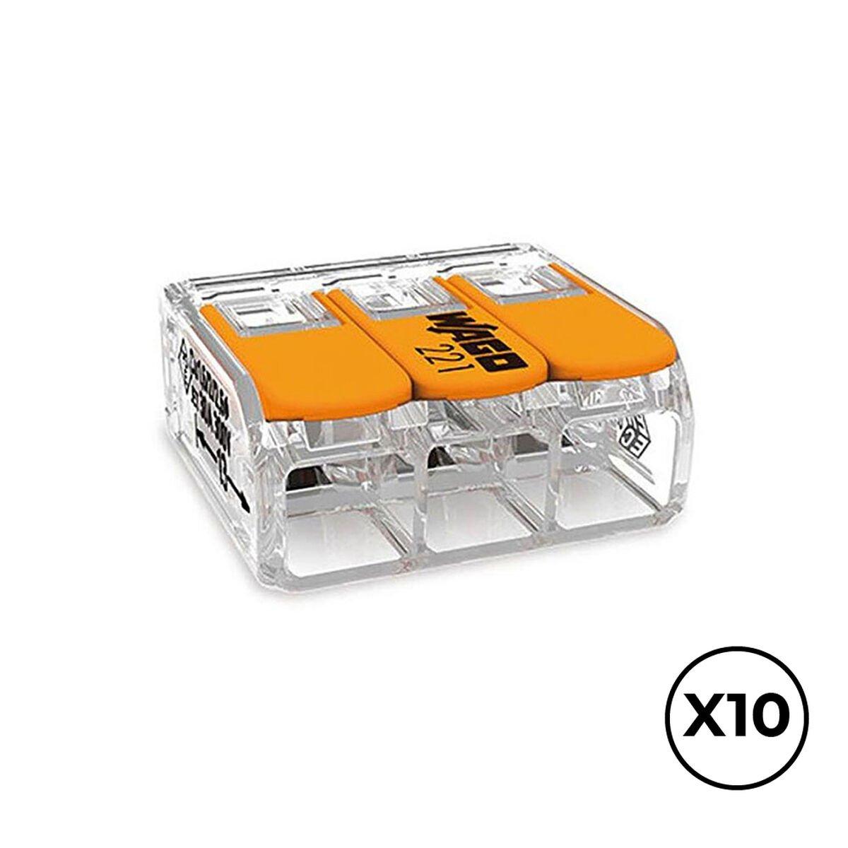 Conector rápido Wago 22,9 x 21,1 x 10,1 mm 450 V 3 conexiones 6 mm (10 Unidades)