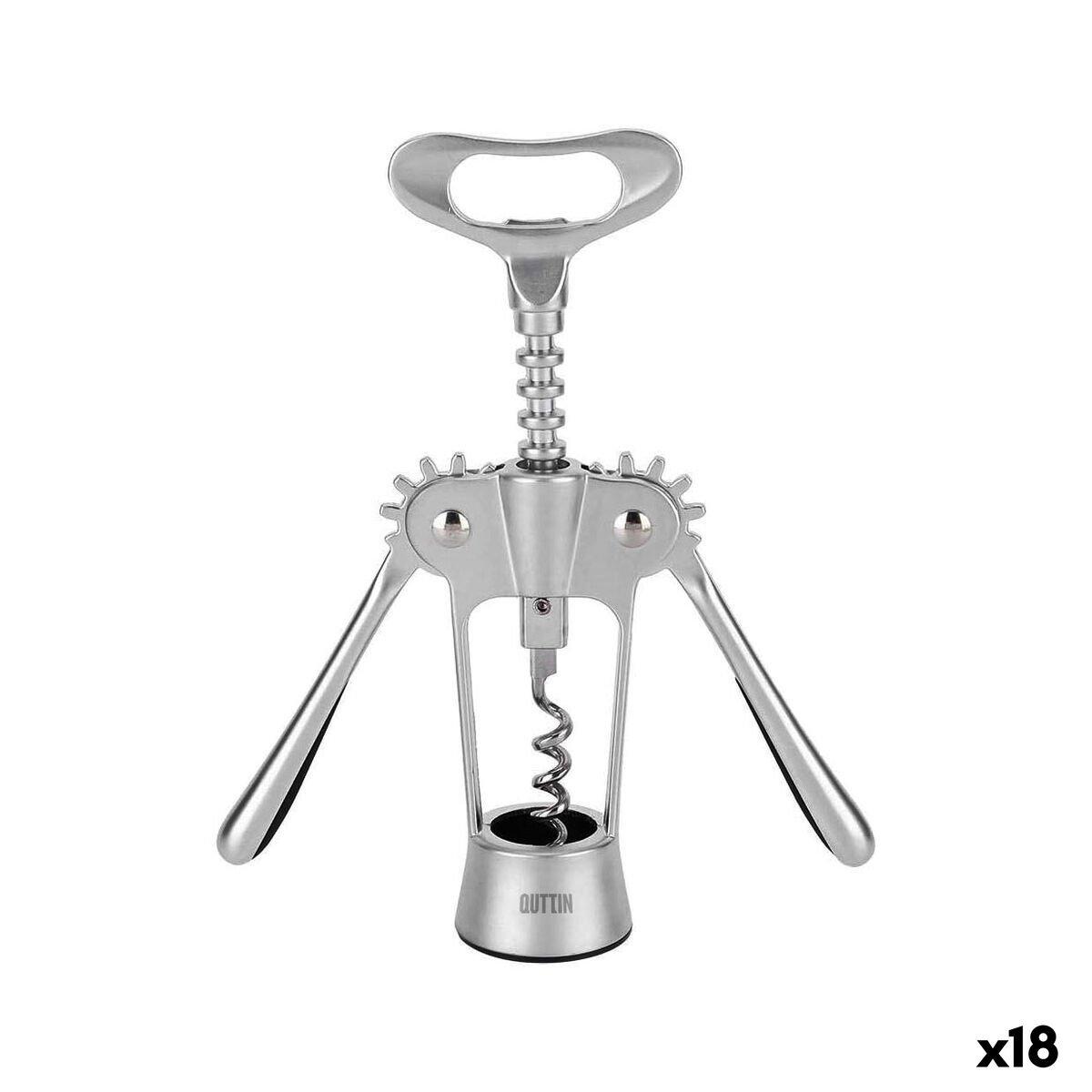 Abridor con Sacacorchos Quttin 18 x 7 x 4 cm Plateado (18 Unidades)