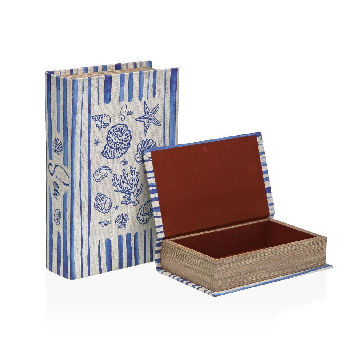 Caja Decorativa Versa Lienzo Madera MDF Libro