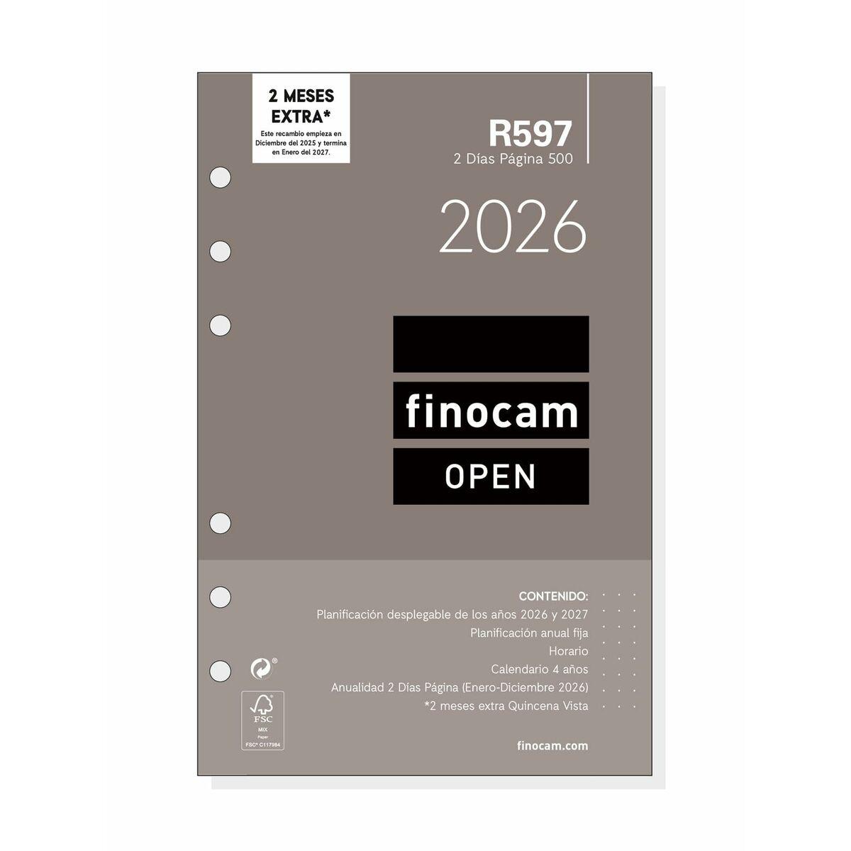Recambio para Agenda Finocam OPEN R597 2026 11,7 x 18,1 cm