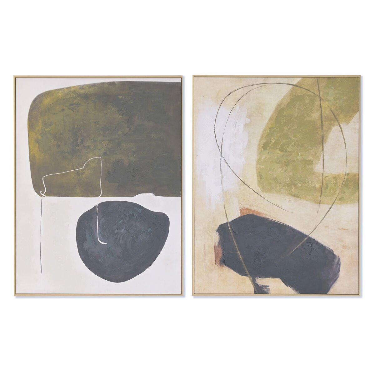 Lienzo Home ESPRIT Negro Verde Abstracto Urbano 90 x 4 x 120 cm (2 Unidades)