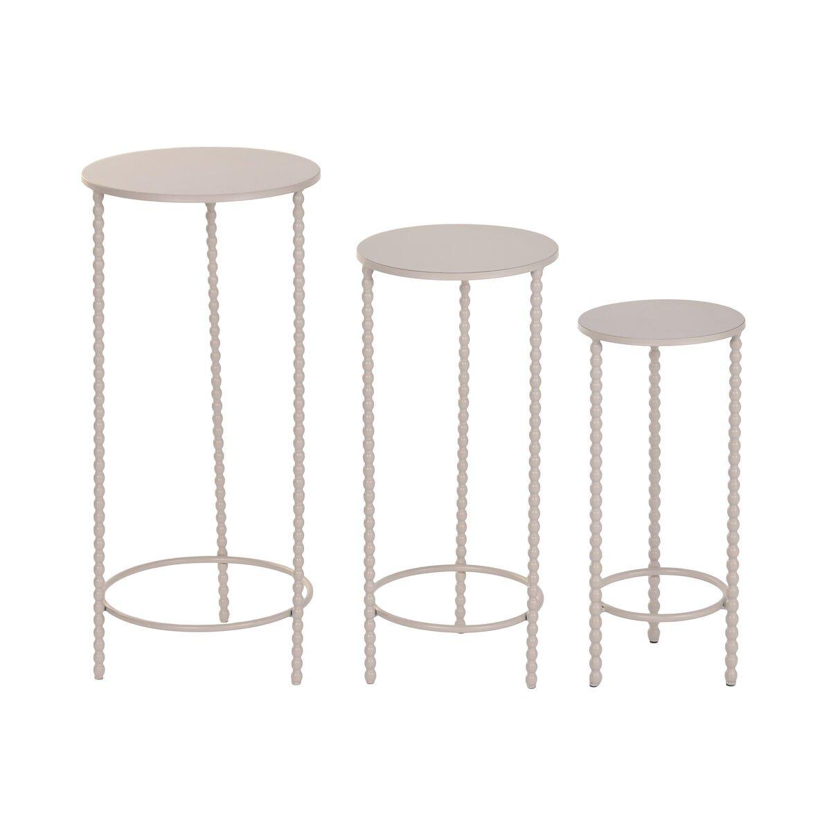 Juego de 3 mesas Home ESPRIT Crema 32 x 32 x 70 cm (3 Piezas)
